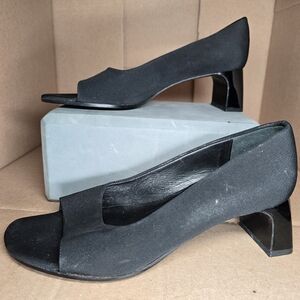 DKNY Essentials Open-Toe Block Heels-Womens 7-Black-casual,office/work shoes